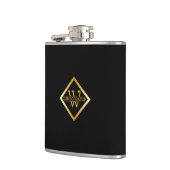 Nepgoud As-monogram – Zwart & Goud Heupfles (Links)
