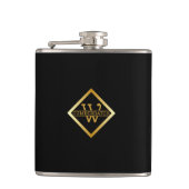 Nepgoud As-monogram – Zwart & Goud Heupfles (Voorkant)