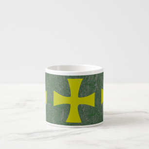 Nepgoud Byzantijns Kruis op Mosgroen Espresso Kop