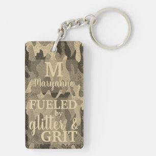 Nepgoud Camouflage Glitter Metallic Camo Naam Sleutelhanger