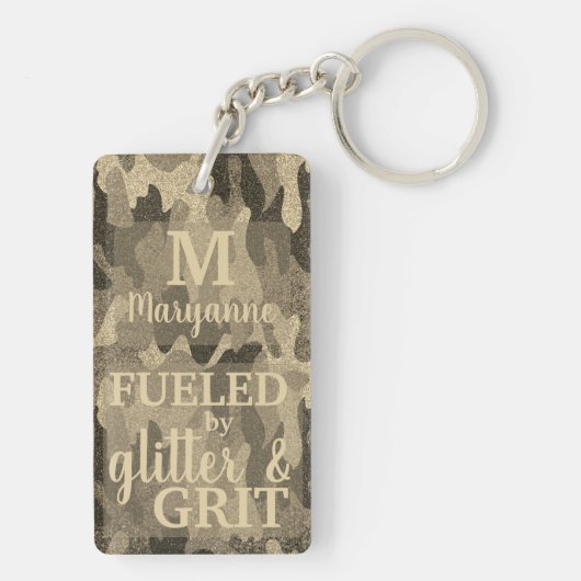 Nepgoud Camouflage Glitter Metallic Camo Naam Sleutelhanger (achterkant)