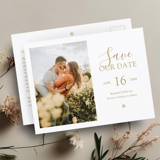Nepgoud | Chic Minimaal Bewaar de Datum Foto Briefkaart