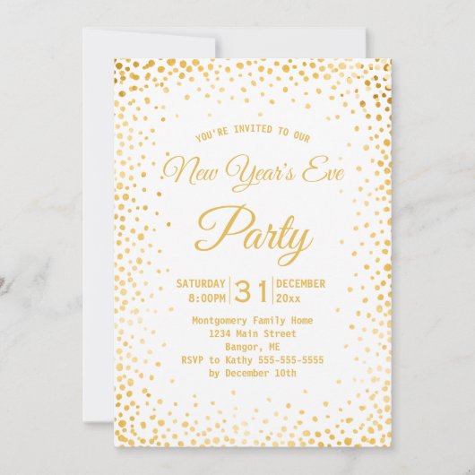 Nepgoud Confetti Oud en Nieuw Feest Wit Kaart (Voorkant)