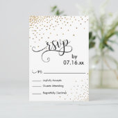 Nepgoud Confetti Script Typografie RSVP Kaartje (Staand voorkant)