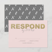 Nepgoud en Roze Antwoordkaart RSVP Kaartje (Voorkant / Achterkant)