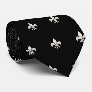 Nepgoud Fleur de lis DIY Zwart Zilver Stropdas