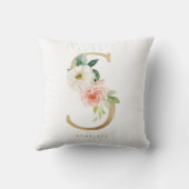 Nepgoud Folie Bloem Letter S Monogram Kinderkamer Kussen (Achterkant)