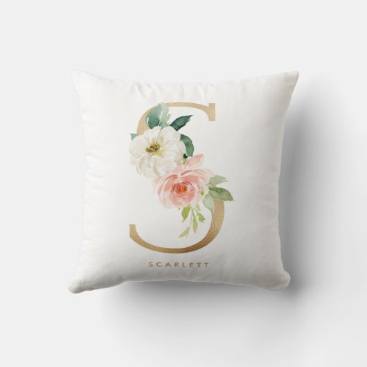 Nepgoud Folie Bloem Letter S Monogram Kinderkamer Kussen (Achterkant)