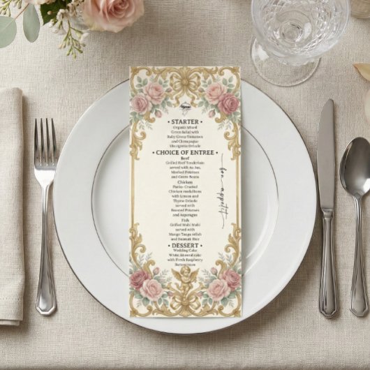 Nepgoud folie & Blush waterverf bloemmotief Menu