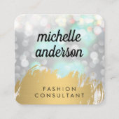 Nepgoud geborsteld met Boke Glitter Vierkante Visitekaartje (Voorkant)