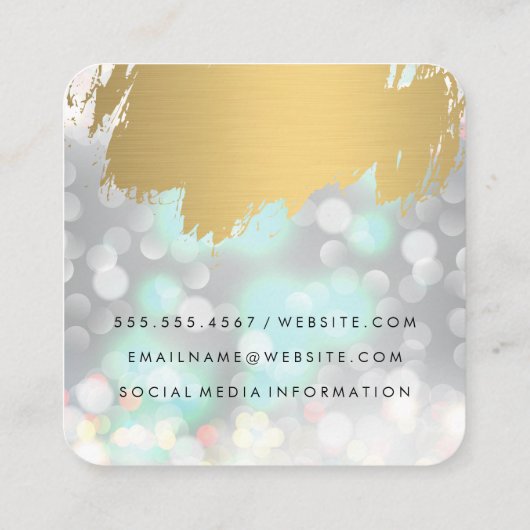 Nepgoud geborsteld met Boke Glitter Vierkante Visitekaartje (Achterkant)