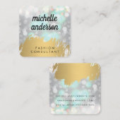 Nepgoud geborsteld met Boke Glitter Vierkante Visitekaartje (Voorkant / Achterkant)