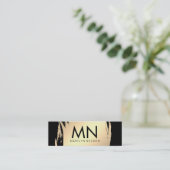 Nepgoud geborsteld met chic monogram mini visitekaartje (Staand voorkant)