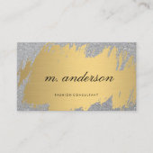 Nepgoud geborsteld witgrijs | Glitter Glans Visitekaartje (Voorkant)