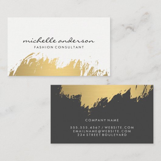 Nepgoud geborsteld witgrijs visitekaartje (Voorkant / Achterkant)