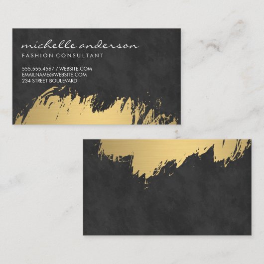 Nepgoud Geborsteld Zwarte Weelderige Textuur Visitekaartje (Voorkant / Achterkant)