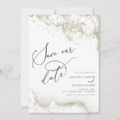 Nepgoud Glitter Modern Script Save the Date Kaart (Voorkant)