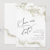 Nepgoud Glitter Moderne Script Save the Date Kaart (Voorkant / Achterkant)