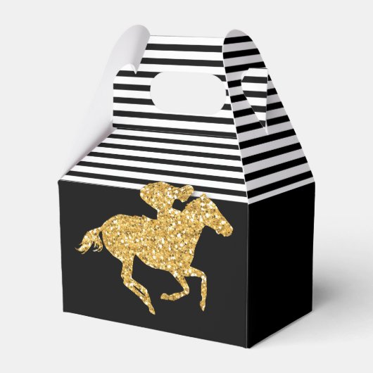 Nepgoud Glitter Renpaard Zwart Witte Strepen Bedankdoosjes (Voorkant Zijde)