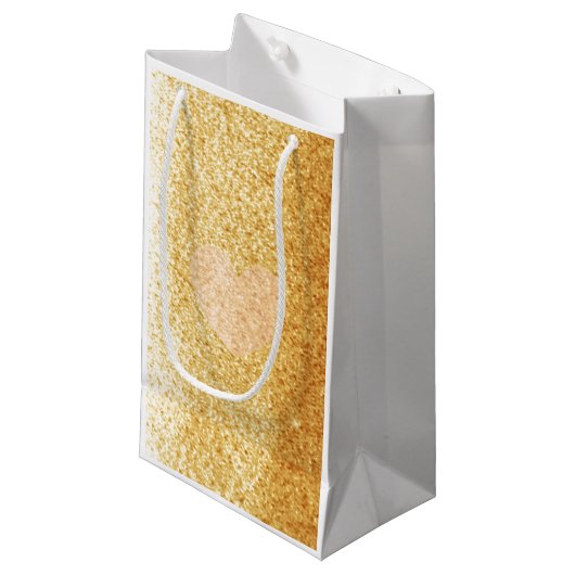 Nepgoud glitters met hart klein cadeauzakje (Voorkant Gekanteld)