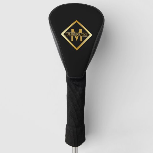 Nepgoud INITIËLE & ACHTERNAAM – Zwart & Goud Golfheadcover (Voorkant)