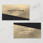 Nepgoud leer en zwarte lederen afwerking visitekaartje (Voorkant / Achterkant)