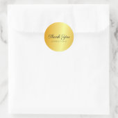 Nepgoud Metallic Look Bedankt Script Monogram Ronde Sticker (Tas)