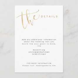 Nepgoud Moderne Eenvoudige Script Trouwdetails Informatiekaartje