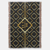 Nepgoud Monogram - Zwart en Goud Deken (Voorkant Verticaal)
