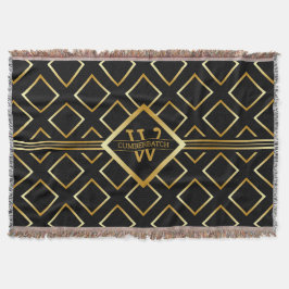 Nepgoud Monogram - Zwart en Goud Deken