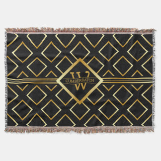 Nepgoud Monogram - Zwart en Goud Deken