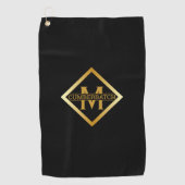 Nepgoud Monogram – Zwart & Goud Golfhanddoek (Voorkant)