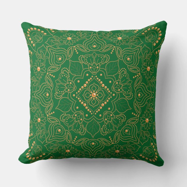 Nepgoud Parel Kralen Mandala Print Kussen (Voorkant)
