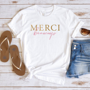 Nepgoud Roze Franse Merci Beaucoup T-shirt