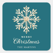Nepgoud Sneeuwvlok Teal Kerstmis Sticker (Voorkant)