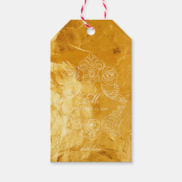 Nepgoud Textuur Barok Wapen Monogram Bruiloft Cadeaulabel