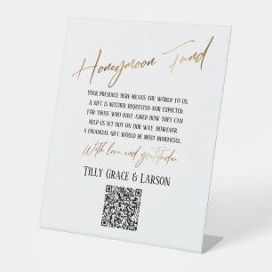 Nepgoud Typografie Honeymoon Fund QR Code Reclamebord Met Voetstuk