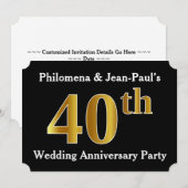 Nepgoud Uiterlijk 40th Huwelijksverjaardagsfeest Kaart (Voorkant / Achterkant)