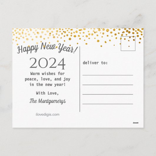 Nepgoud Vals confetti Gelukkig Nieuwjaar 2019 Feestdagenkaart (Achterkant)