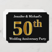 Nepgouden 50ste trouwjubileumfeestje kaart (Voorkant / Achterkant)