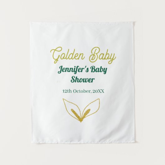 Nepgouden bladrijk groen betoverdbabyshower  wandkleed (Voorkant)