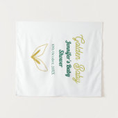 Nepgouden bladrijk groen betoverdbabyshower  wandkleed (Voorkant (horizontaal))