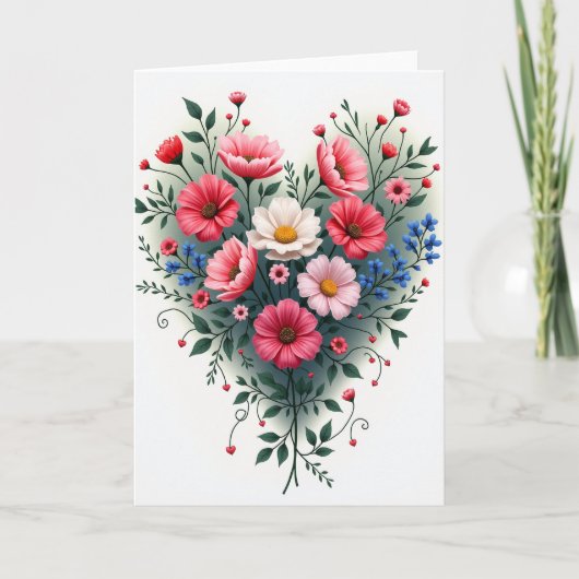 Nepgouden bloemhartkaart kaart (Voorkant)