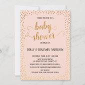 Nepgouden confetti typografie blozende babyshower kaart (Voorkant)