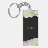 Nepgouden glitter & pastel golven bling sleutelhanger (Voorkant Links)