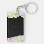Nepgouden glitter & pastel golven bling sleutelhanger (achterkant)