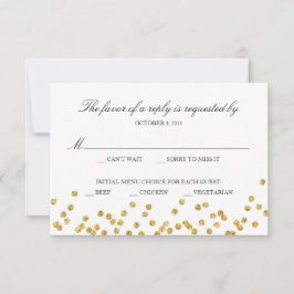 Nepgouden Glitter Reactiekaart met Menuopties RSVP Kaartje