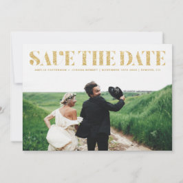 Nepgouden Glitter Typografie Foto Save the Date