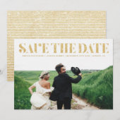 Nepgouden Glitter Typografie Foto Save the Date (Voorkant / Achterkant)
