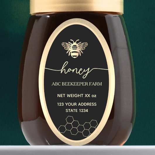 Nepgouden Honeybee Queenline Honey-potlabel Ovale Sticker